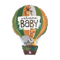 Welcome Baby - 24 Hot Air Balloon Animal Safari Mylar Balloon