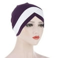 thumbnail image 6 of Forehead Cross Hat All-match Breathable Women Beanie Protective Two-Tone Cross Wrap Hat for Daily Life, 6 of 7
