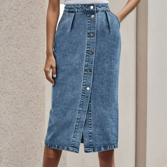Womens Denim Casual Button Up Pocket Skirt plus Size Pencil Skirt Shorts to Wear under Skirts Flare Skirt Cow Skirt Women Denim Midi Skirts Plaid Skirt Work Skirt Extra Long Bed Skirt Full Table