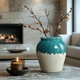 thumbnail image 4 of LuxenHome Green and White Stoneware 11.4-Inch Tall Indoor and Outdoor Jar Vase, 4 of 8