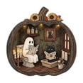 thumbnail image 2 of YAMB 2D Layered Wooden Pumpkin Ghost Ornament, Dimensional Cutout Tabletop Decor with Detachable Stand, Cute Spooky Style Decoration with Ghost & Black Cat Scene for Bedroom Home Display, 2 of 7