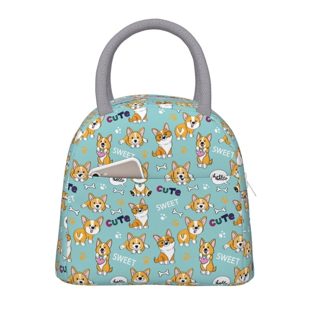 Easygdp Cute Dogs Corgi Bolsa de Almuerzo Insulada Grande, Forro de Aluminio, Diseño Espacioso, a Prueba de Fugas, Ideal para Trabajo, Picnics, Viajes y Actividades al Aire Libre