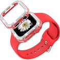 thumbnail image 1 of ANTHOUSE Compatible for Apple Watch Band with Glitter Bumper Case, Women Silicone Soft Comfortable Adjustable Strap with Buckle for iWatch SE Series 8/7/6/5/4/3/2/1 (Black Rosegold, 38mm), 1 of 12