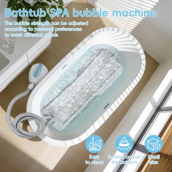 SHUO Y - Bubble Bath Mat, Bathtub Bubble Mat with Non-Slip Suction Cup, Full Body Spa Mat with Remote Control, Adjustable Bubbles