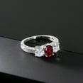 thumbnail image 5 of Gem Stone King 10K White Gold Red Rhodolite Garnet and Lab Grown Diamond Engagement Ring for Women | 2.02 Cttw | Oval 7X5MM | Gemstone January Birthstone | Size 7, 5 of 5