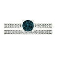 thumbnail image 2 of Clara Pucci 14K White Gold Round Cut 0.5Ct Natural London Blue Topaz Engagement Ring + Matching Band - Luxury Box Included, 2 of 7
