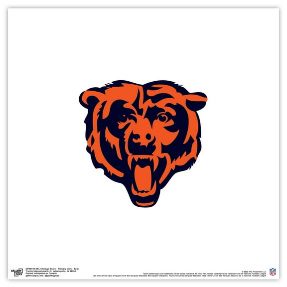 Gallery Pops NFL Chicago Bears - Primary Mark - Bear Wall Art, Unframed Version, 12" x 12"