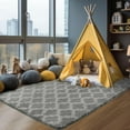 thumbnail image 6 of 4x5.8 Plush Area Rug, High Pile Rugs for Living Room, Ultra Soft Indoor Carpet for Bedroom, Kids Room, Playroom, Home Decor, Geometric, Light Grey/White, 6 of 18