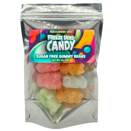Fun Flavors Box Freeze Dried Candy Sugar Free Gummy Bears Variety Pack Crunch Treats, 1 oz