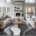 thumbnail image 4 of Black Gray Area&nbsp;Rug 6x9ft Ombre Ocean Wave Geometric Abstract Modern Non-Slip&nbsp;Washable Square&nbsp;Rugs Soft Felt Indoor Floor Mat for Bedroom Kitchen Living Room Bathroom, 4 of 9