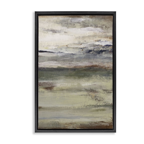 Stupell Industries Earthy Abstract Layers Abstract Painting Black Floater Framed Canvas Art Print Wall Art, 17 x 25