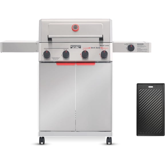 Monument Grills 4  1  Burner Propane Gas Grill,49,000 BTU Stainless Steel Outdoor Patio Barbecue Grill with  Cooking Plate,Mesa II 415BZ