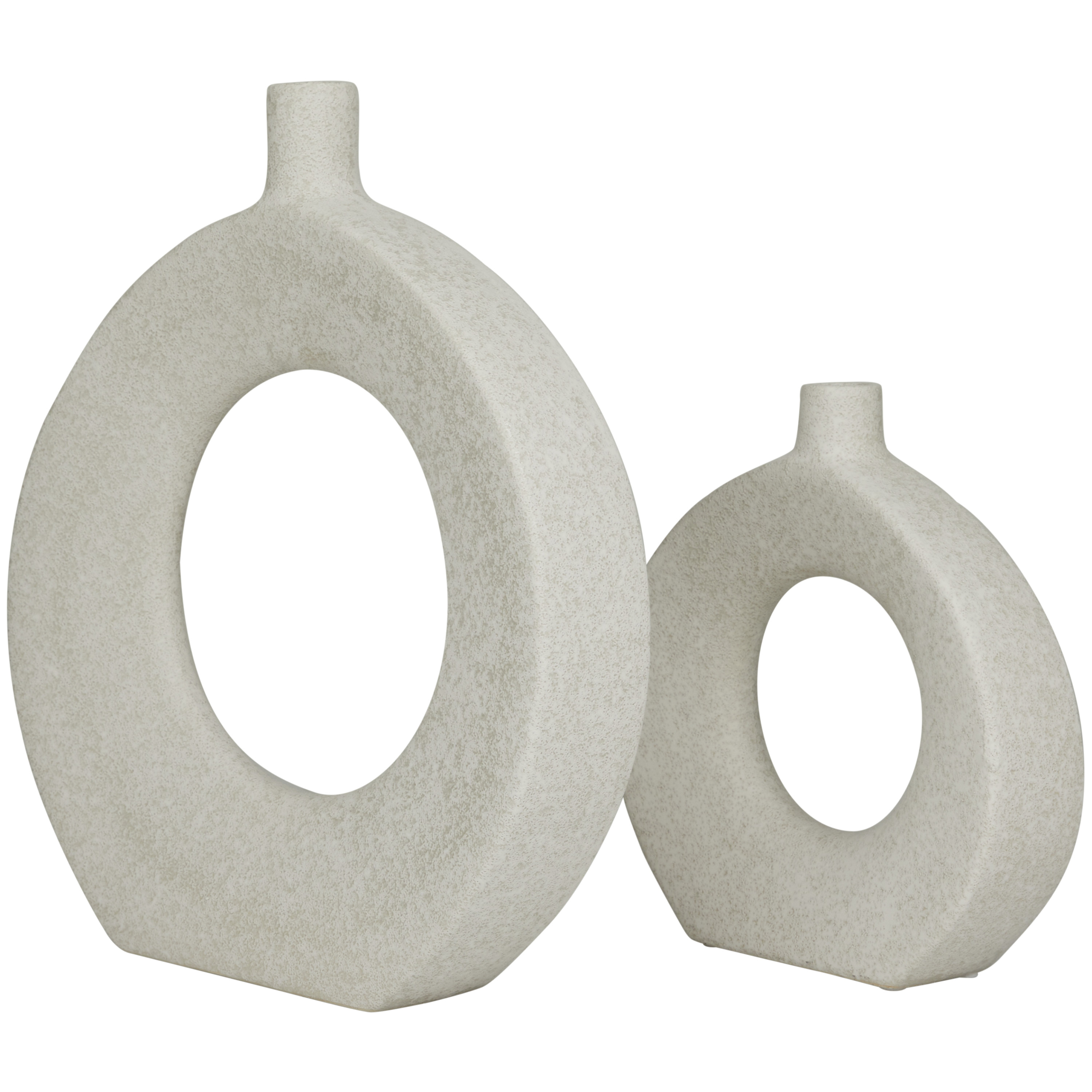 CosmoLiving by Cosmopolitan 16", 10"H Round Donut Shaped White Ceramic Vase, Set of 2 - image 5 of 7