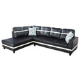 thumbnail image 2 of Hommoo 4-Seat Semi Semi PU Synthetic Leather Sectional Sofa Sets, L Shaped Sectional Couches and Sofas with Waistline, Modern Living Room Furniture Sets, Black and White(No Ottoman), 2 of 8