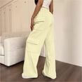 thumbnail image 3 of BAVIRRA Junior Women's Multi Pocket Wide Leg Cargo Sweatpants, Drawstring Waist Heather Knit Casual Pants, 3 of 5