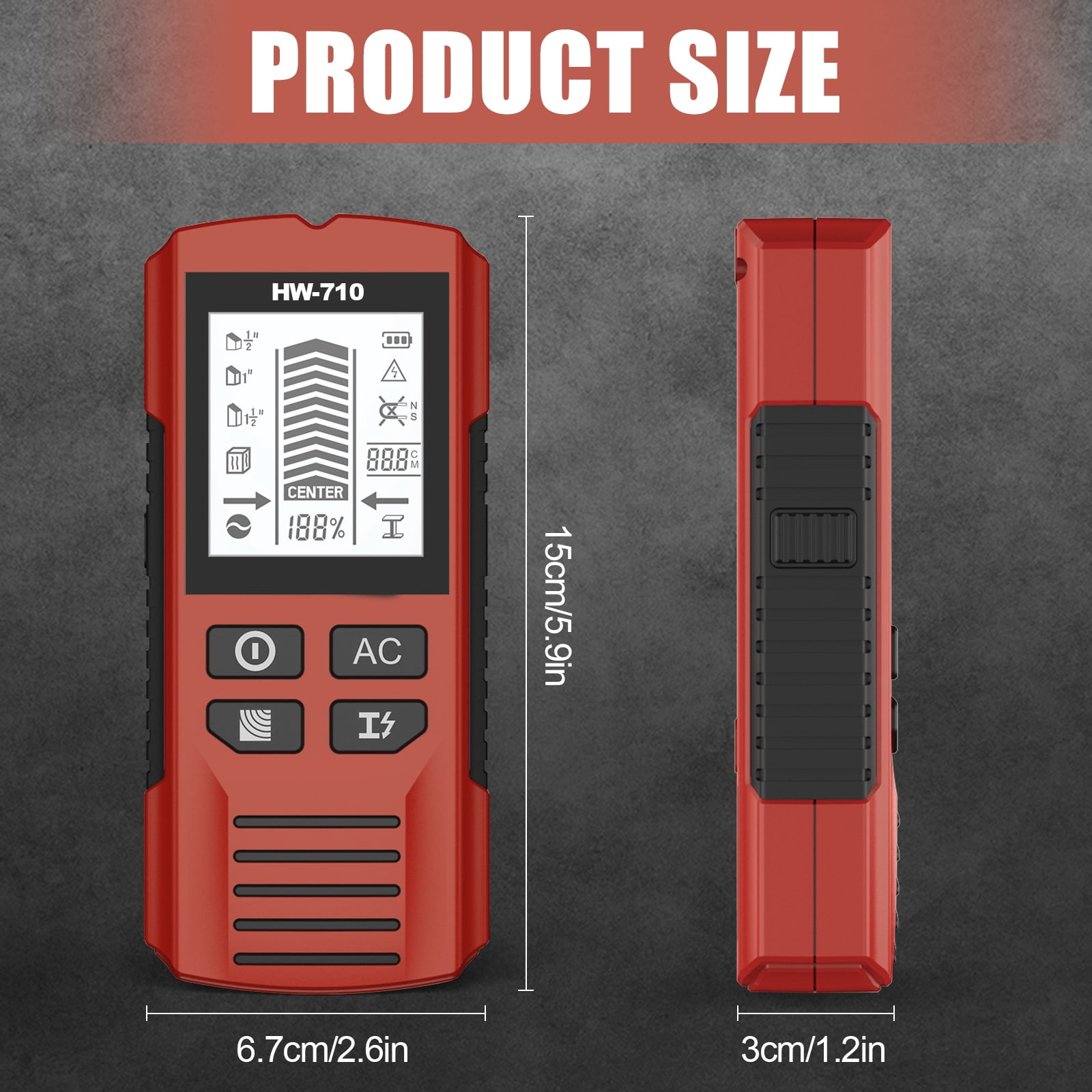 Lightweight ABS Construction Handheld Detectors Identifies Metals Live Wire And Wooden Studs In Wall Multifunctional