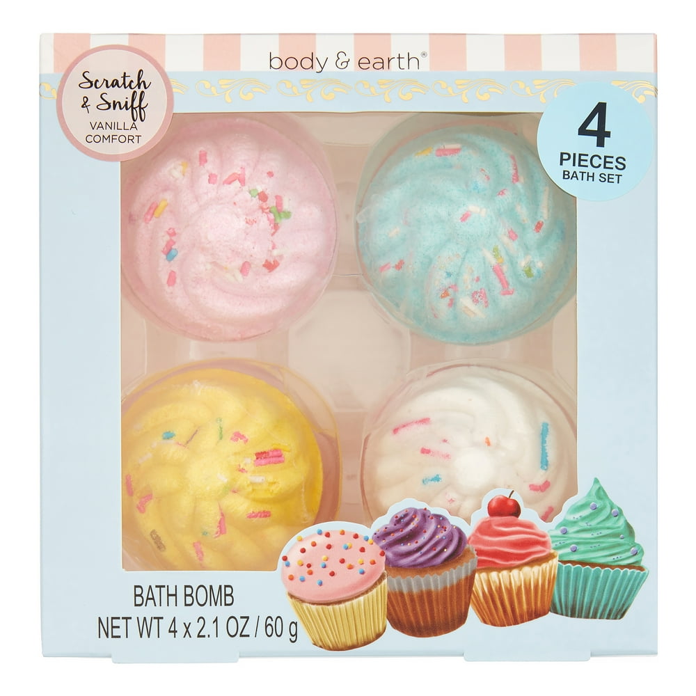 Body & Earth Cupcake Bath Bomb Gift Set, 4 count