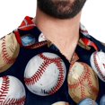 thumbnail image 5 of Baseball Men's Casual Poplin Printed Button Down Short Sleeve Summer Beach Shirts - Unisex, 5 of 6