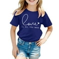 thumbnail image 2 of Girls Shirts Short Sleeve Valentine's Day Print Crewneck Kids Funny Tee Size 4-5 Years,Dark Blue, 2 of 5