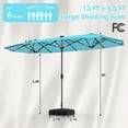 thumbnail image 3 of Costway 13FT Double-sided Patio Umbrella with Solar Lights Crank Handle Umbrella Base Turquoise, 3 of 10