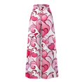 thumbnail image 5 of Women's High Waisted Wide Leg Pants Summer Casual Flowy with Pockets and Romantic Valentine's Day Print,Beach Trousers for Date Nights, Anniversary Celebrations and Couple Getaways,Light pink XL, 5 of 5