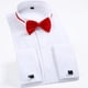 thumbnail image 3 of Camisa de esmoquin para boda, cuello con punta de ala y pajarita, camisa plisada, gemelos, Top Regular de manga larga para hombres, 3 of 4