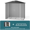 thumbnail image 4 of Gizoon 6' x 4' Outdoor Storage Metal Shed with Double Lockable Doors, Galvanized Garden Tool House, Dark Gray, 4 of 9