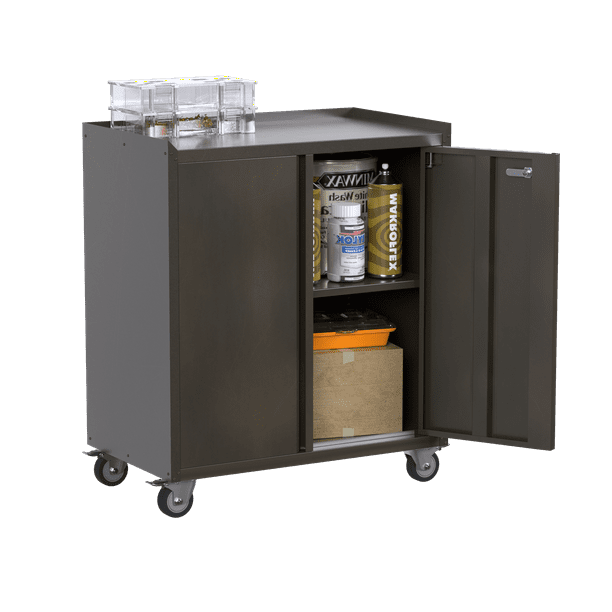 SUXXAN Metal Rolling with 2 Swing Doors, Adjustable Shelves