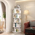 thumbnail image 6 of Homieasy Rotating Bookshelf, 360 Display Wood Spinning Bookshelf Tower, 5 Tier Floor Standing Bookcase Storage Rack, Revolving Bookcase Corner Bookshelf for Small Space, White, 6 of 7