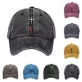 thumbnail image 2 of FUZHIQ Unisex Vintage Washed Baseball Cap Cross Embroidered Adjustable Retro Dad Hat Casual Daily Wear, 2 of 3