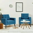 thumbnail image 3 of Gymax Set of 2 Upholstered Accent Chair Single Sofa Armchair w/ Wooden Legs Navy, 3 of 10
