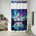 thumbnail image 6 of No Hook Shower Curtain with Built-in Rings - Aurora Night Sky Washable Waterproof Fabric Bathroom Curtains for Hotel,Rentals, Stall 36 X 78 Inch , Nature Scenery, 6 of 9