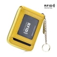 thumbnail image 1 of Tarjetero de piel auténtica MACHAO con bloqueo RFID en forma de acordeón para mujer amarillo, 1 of 5