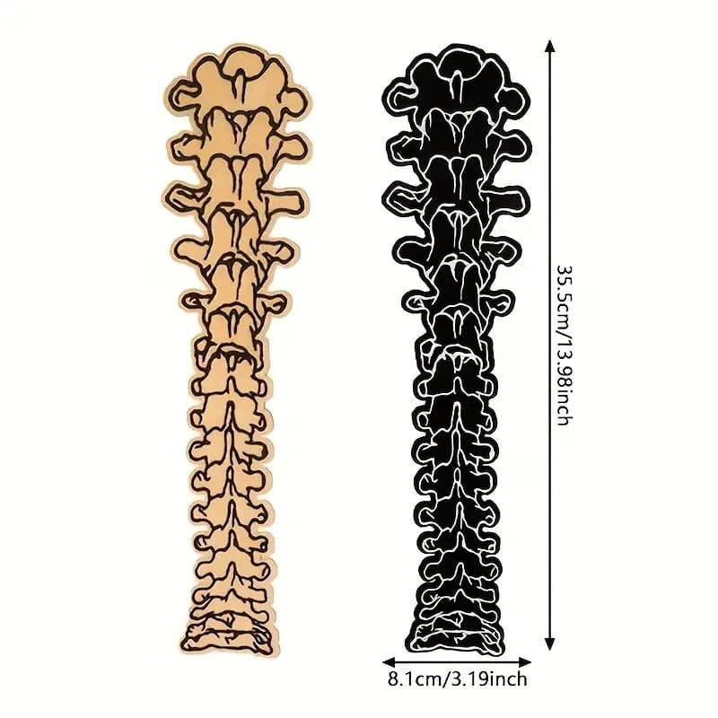 Large Spine Embroidered Patch - Black & White Gothic Punk Design, Oversized Iron-On Patch for Jeans, Bags, Jackets, Vests