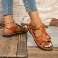 thumbnail image 6 of Htigea Women’s Flat Gladiator Sandals Summer Open Toe Sandal Ankle Strap Buckle Fisherman Shoes Comfortable Summer Flatform Sandal Brown 5.5, 6 of 9