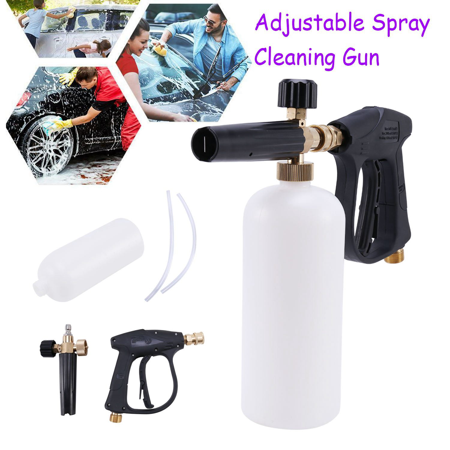 1/4" Snow Foam Washer Gun Car Wash Soap Lance Cannon Spray Pressure Jet Bottle