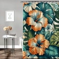 thumbnail image 2 of Awypu Tropical Summer Hawaiian Flower Palm Chic Modern Bathroom Decor Waterproof Shower Curtain Multiple Sizes White, 2 of 7