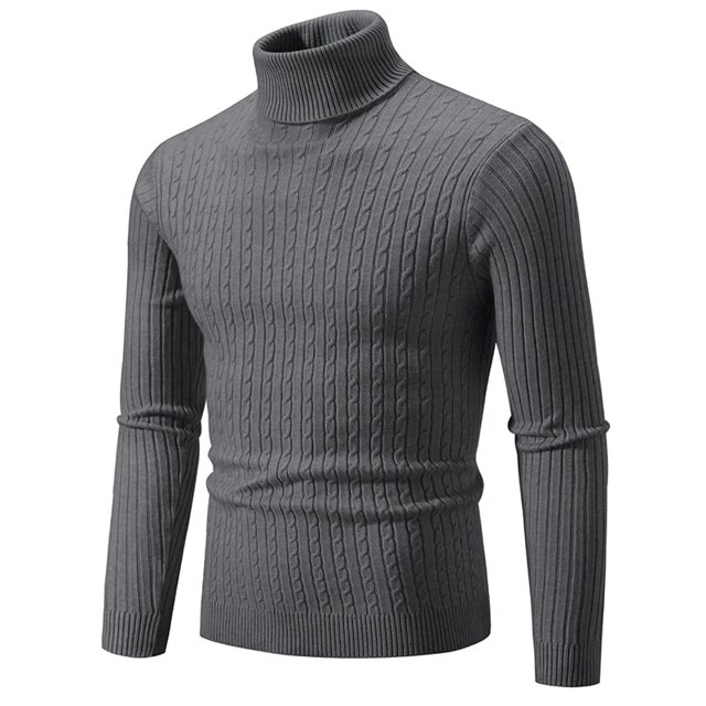 Pull-over en Maille Élastique à Col Montant Chaud pour Hommes en Automne et en Hiver