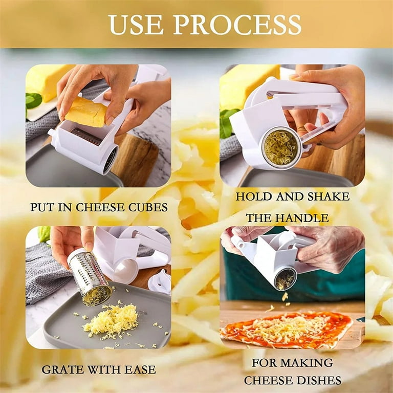 Rotary Cheese Grater - Handheld Cheese Cutter Slicer Shredder with