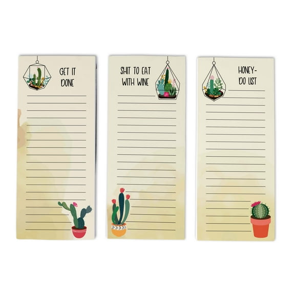 Inkdotpot Pack of 3 Magnetic Fridge To-Do List Notepads- Magnetic Memo Pads For Refrigerator-(50 Sheets Each)-PK