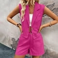 thumbnail image 6 of Women's Blazer Two Piece Outfit Casual Sleeveless Vest and Shorts Set Summer 2025 Casual Business Clothes, 6 of 8