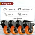 thumbnail image 4 of HOLKIE 3 inch Swivel Caster Wheels with Safety Total Lock,(4 pack)360 Degree Heavy Duty Plate Casters,Orange, 4 of 8