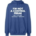 thumbnail image 2 of OXI Hoodie Sweatshirt - Not a Control Freak, Basic Casual Hoodie for Men's and Women Fleece Hoodie Long Sleeve - Indigo Blue Small, 2 of 3