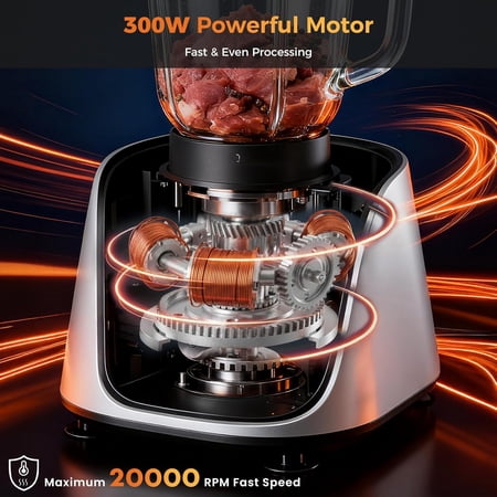 1.5L Electric Food Processor with 2 Speeds for Meat, Vegetables & Dough