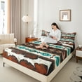 thumbnail image 4 of Castle Fairy Brown Teal Aztec Twin Sheet Sets,Bohemian Western Theme Bedding, 4 of 7