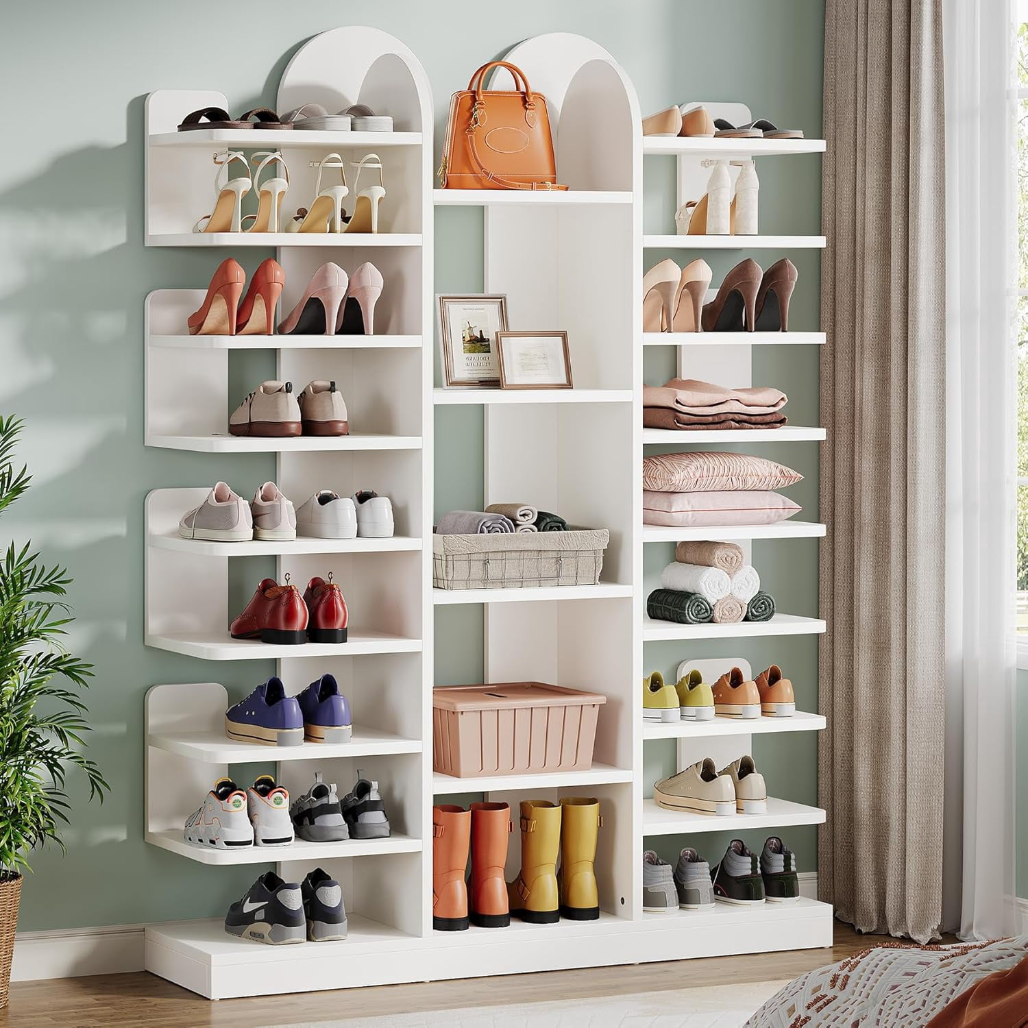 Tribesigns 13-Tier Entryway Shoe Organizer, Woodern Shoe Rack for Living Room, White