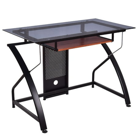 keyboard desk tray glass sliding tempered study walmart
