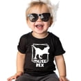 thumbnail image 2 of Three Rex Square T-Rex Dinosaur 3rd Birthday Shirts for Baby Toddler & Youth Boys & Girls Black Shirt 4T, 2 of 5