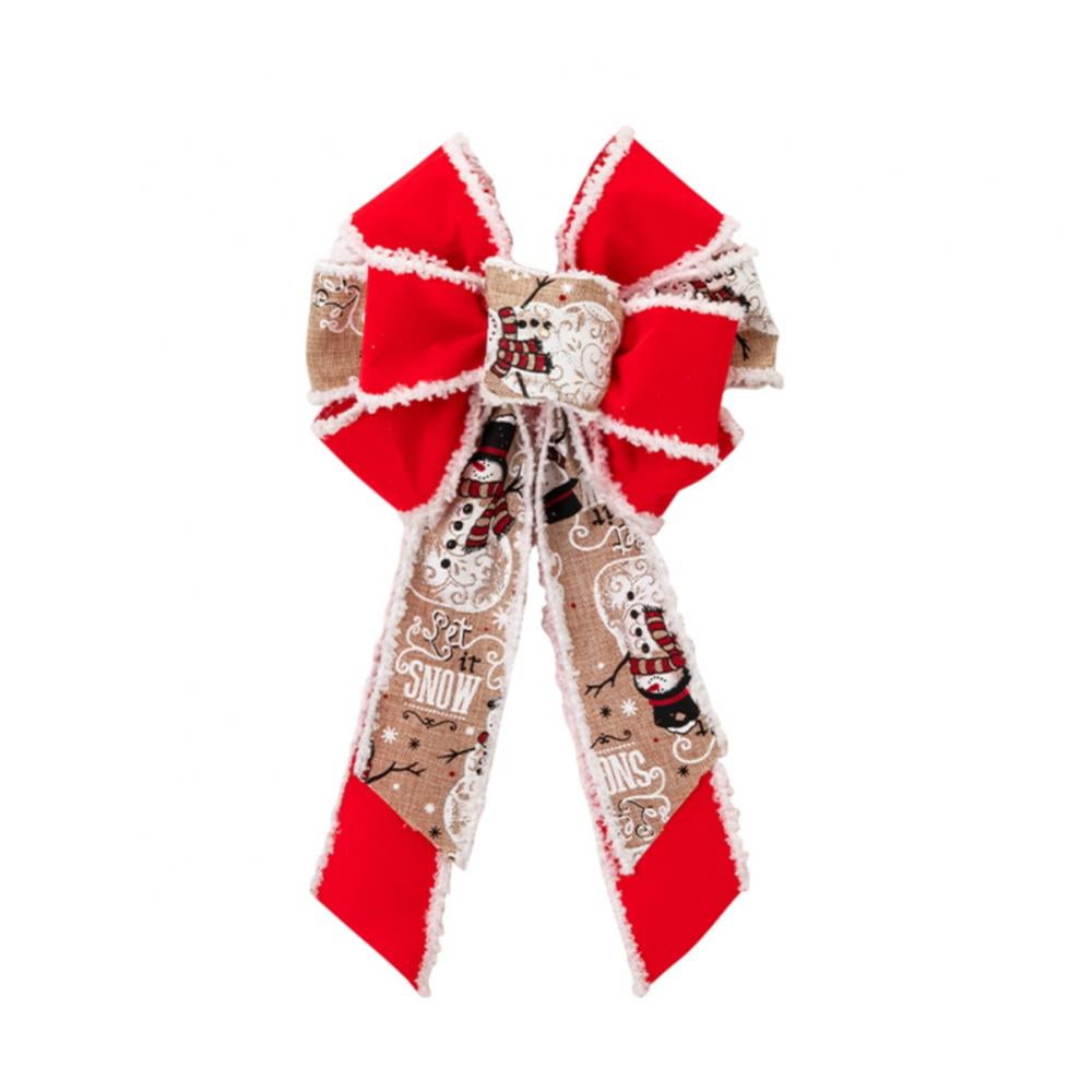 Large Christmas Bow for Wreath, Plaid Bows for Front Door Wall Fence