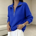thumbnail image 4 of Edvintorg Womens Long Sleeve Quarter Zip Pullover Sweaters Casual Loose V Neck Sweater Collared Knit Tops Fall Clothes for Women, 4 of 5